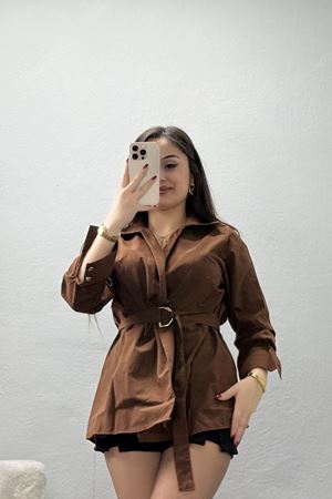 Kemerli Terikoton Gömlek Kahve - 44032.2111.