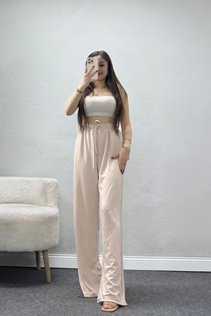 Bol Paça Modal Kumaş Pantolon Bej - 3108.1247.