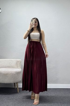 Pileli Etek Bordo - 44029.2111.