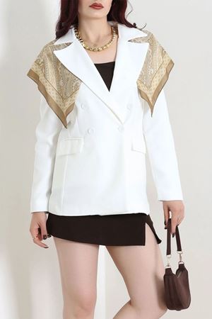 Kadın Astarlı Blazer Ceket Beyaz
