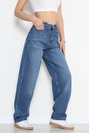 Kadın Tokalı Baggy Kot Pantolon Mavi Model TV-82631