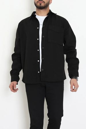 Gabardin Erkek Gömlek Ceket Siyah
