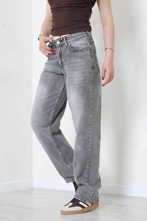 Kadın Wide Leg Palazzo Kot Pantolon Gri