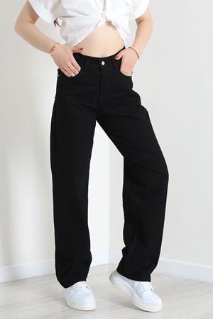 Kadın Wide Leg Palazzo Kot Pantolon Siyah
