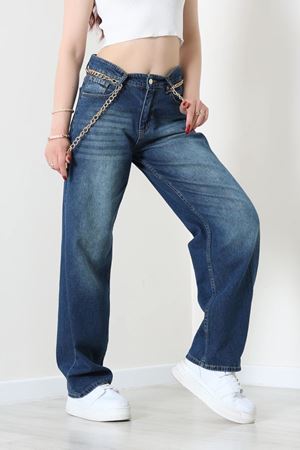 Kadın Wide Leg Kot Pantolon Mavi