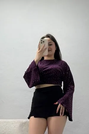 Kadın Büzgülü Taşlı Modal Bluz Mürdüm