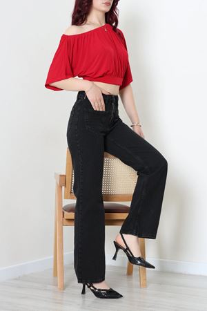Kadın Cepli Straight Kot Pantolon Koyufüme