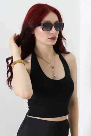 Kadın Dikdörtgen Model Güneş Gözlüğü Kahveleo