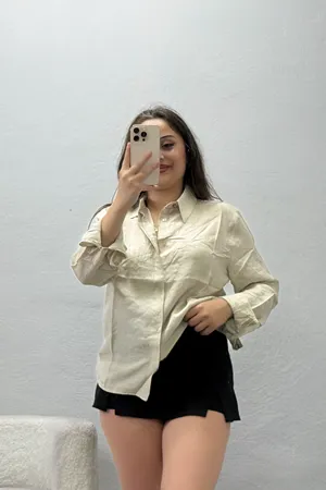 Kadın İnce Kupra Kumaş Gömlek Taş