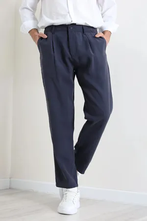 Erkek Modal Baggy Beli Lastikli Pantolon Lacivert
