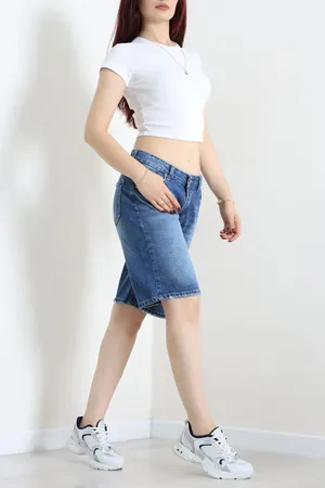 Kadın Denim Şort Koyumavi