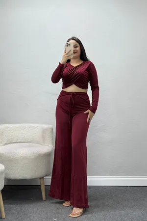 Kadın Fularlı Sandy Takım Bordo