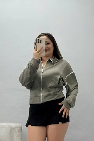 Kadın Biyeli Örme Modal Ceket Haki
