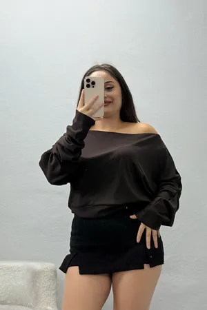 Kadın Kayık Yaka Modal Bluz Kahve
