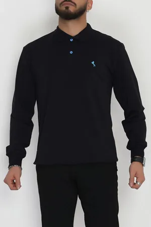2 İplik Likralı Polo Yaka Erkek Sweat Koyulaci