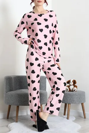 Kadın Süet Alt Üst Aynı Pijama Takımı Pudra