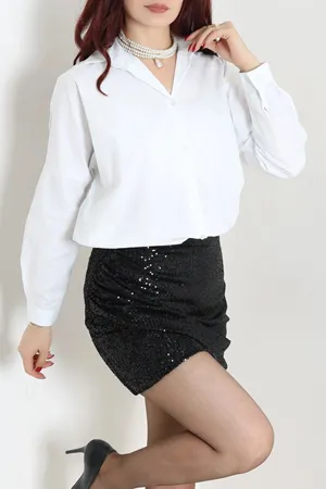 Kadın Oversize Poplin Gömlek Beyaz