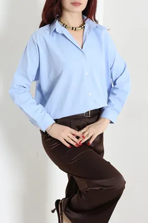 Kadın Oversize Poplin Gömlek Bebemavisi