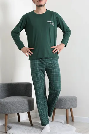 Süprem Ekose Erkek Pijama Takımı Zümrüt