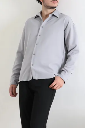 Oversize Dabıl Erkek Gömlek Gri