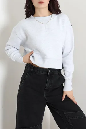 Kadın 3 İplik Penye Kompakt Şardonlu Sweat Gri