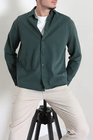 Gabardin Kumaş Erkek Gömlek Yeşil