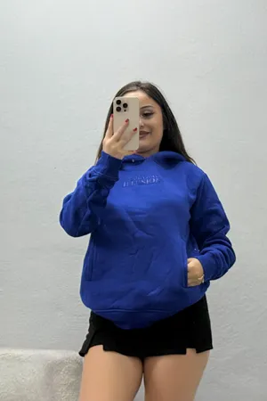 Kadın Kapşonlu Şardonlu Sweat Saks