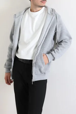 3 İplik Şardonlu Oversize Erkek Sweat Gri