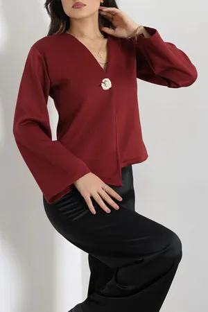 Kadın Kimono Kol Scuba Ceket Bordo