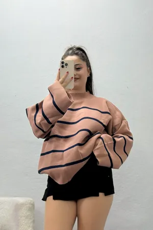 Kadın Yarım Balıkçı Yaka Triko Bluz Gül Kurusulaci