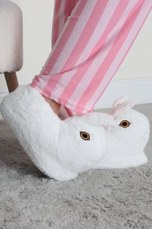 Kadın Hayvanlı Panduf Beyaz