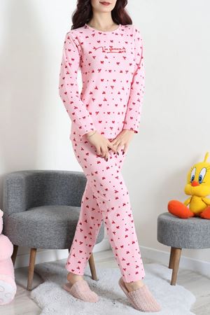 Kadın Waffle Pijama Takımı Pembe