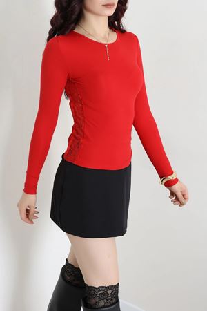 Kadın Dantelli Polyemid Body Kırmızı