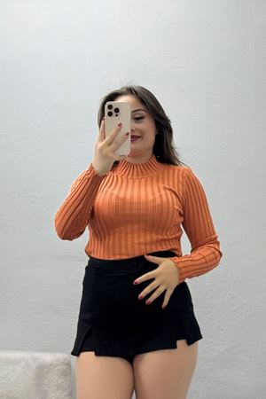 Kadın Uzun Kollu Triko Kiremit