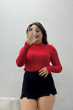 Kadın Uzun Kollu Triko Kırmızı