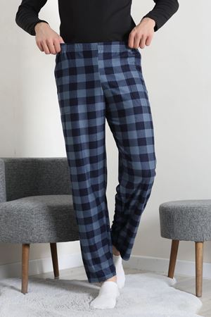 Süet Cepli Erkek Pijama Alt Açıkmavi