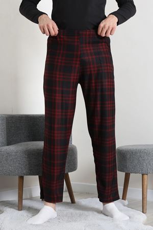 Süet Cepli Erkek Pijama Alt Bordo