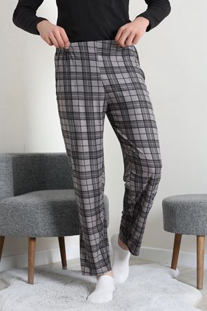 Süet Cepli Erkek Pijama Alt Gri