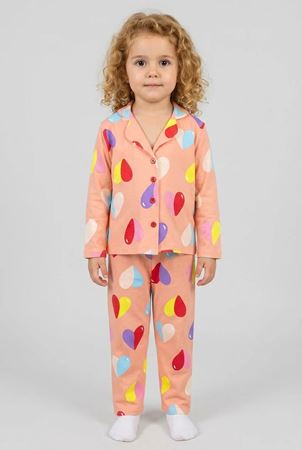 Düğmeli Süprem Çocuk Pijama Takımı Turuncu