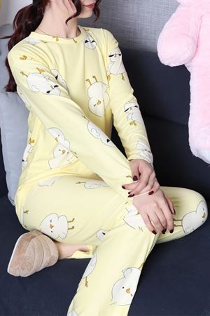 Kadın Süet Alt Üst Aynı Pijama Takımı Sarı