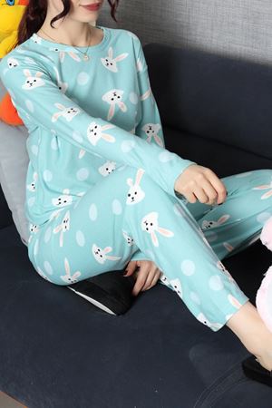 Kadın Süet Alt Üst Aynı Pijama Takımı Yeşiltavşan