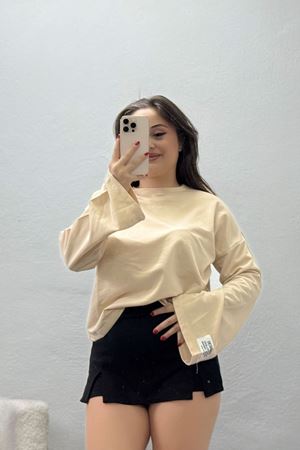 Kadın İspanyol Kol Worteks Sweat Bej
