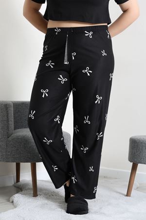 Kadın Büyük Beden Süet Pijama Altı Siyah