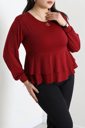 Kadın Fırfırlı Büyük Beden Sandy Bluz Bordo