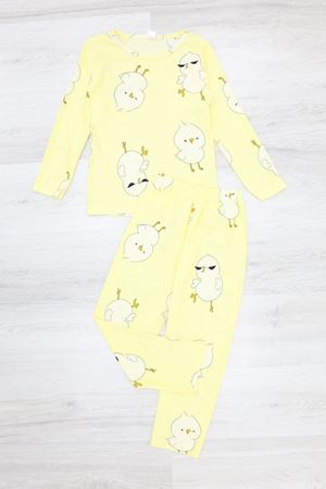 5-14 Yaş Süet Çocuk Pijama Takımı Sarı