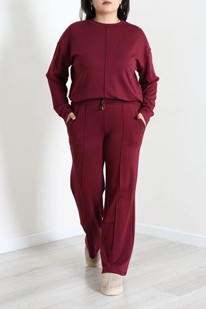 Kadın Biyeli Modal Büyük Beden Takım Bordo
