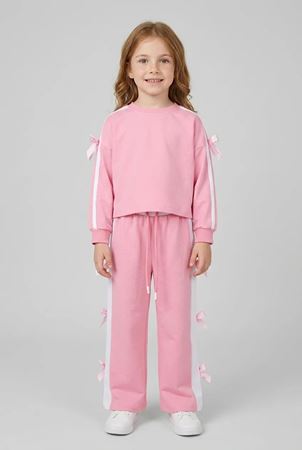 Kurdeleli 2 İplik Çocuk Takım Pembe