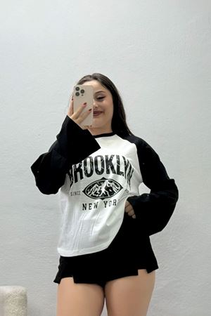 Kadın Reglan Kol Bisiklet Yaka Penye Sweat Ekrusiyah Model TV-98599