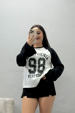Kadın Reglan Kol Bisiklet Yaka Penye Sweat Ekrusiyah Model TV-99076