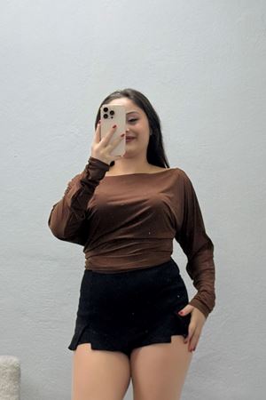 Kadın Kayık Yaka Sandy Bluz Kahve
